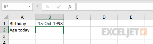 Need a formula to calculate current age in B2