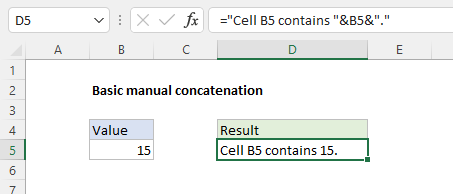Basic concatenation example with new cell value Basic concatenation example with new cell value