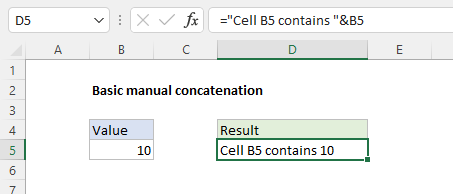 Basic concatenation example in an Excel formula Basic concatenation example in an Excel formula