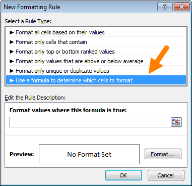 Select the formula option Select the formula option
