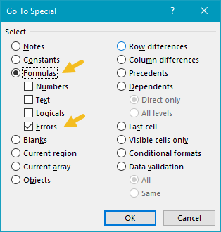 Excel Go To Special Formula Errors Excel Go To Special Formula Errors