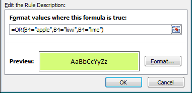 A rule to highlight x, y, or z A rule to highlight x, y, or z