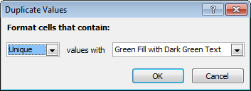 Built-in conditional formatting rule for flagging unique values Built-in conditional formatting rule for flagging unique values