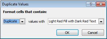 Built-in conditional formatting rule for flagging duplicates Built-in conditional formatting rule for flagging duplicates