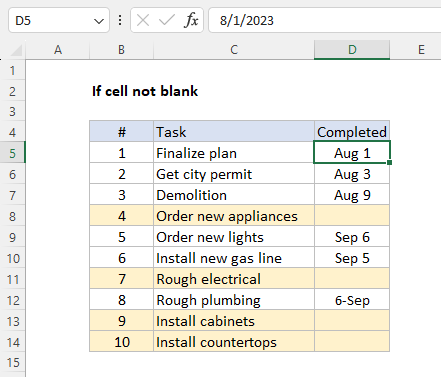 Using conditional formatting to highlight open tasks Using conditional formatting to highlight open tasks