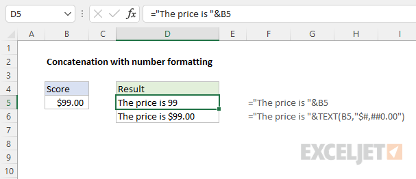 Concatenation with number formatting Concatenation with number formatting