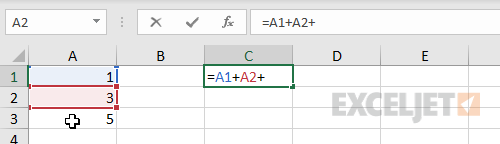 Entering a formula with point and click references Entering a formula with point and click references