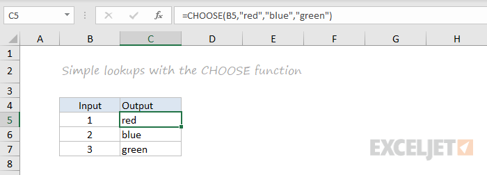 CHOOSE function example CHOOSE function example