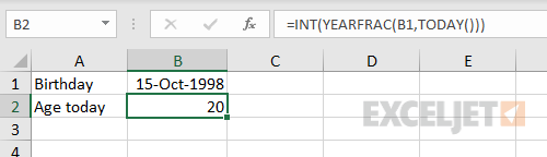 YEARFRAC and TODAY inside INT YEARFRAC and TODAY inside INT