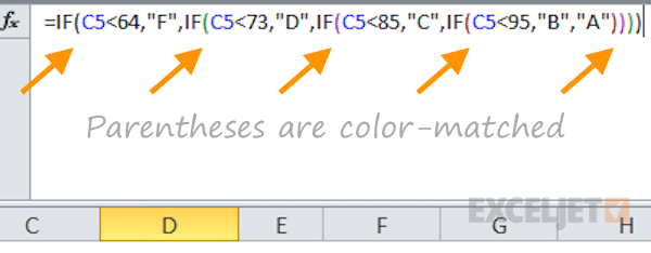Formula parentheses are color-matched but hard to see Formula parentheses are color-matched but hard to see