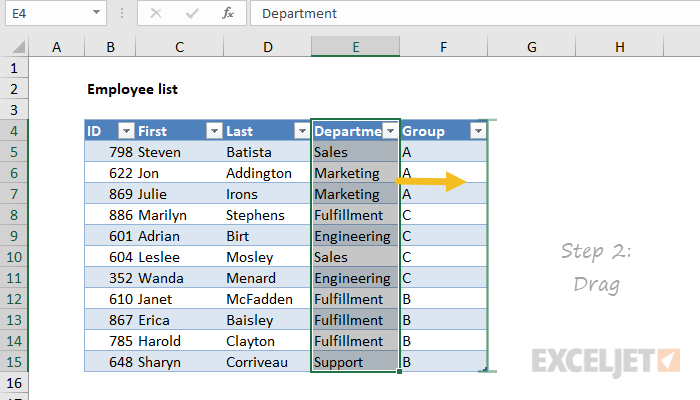 Step 2: drag to a new location Step 2: drag to a new location
