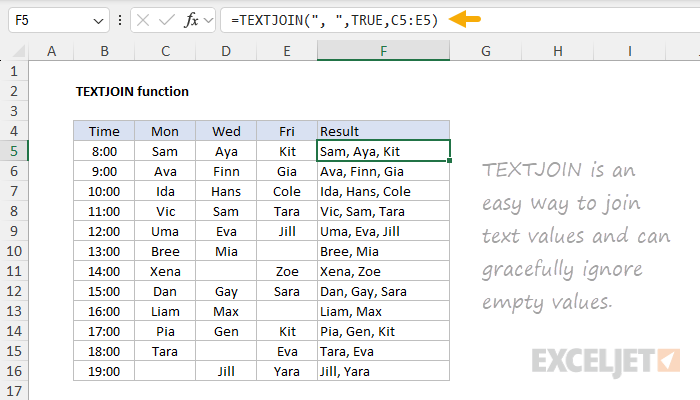 TEXTJOIN function example TEXTJOIN function example