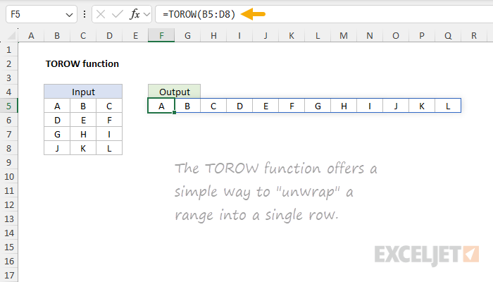 TOROW function example ROW function example