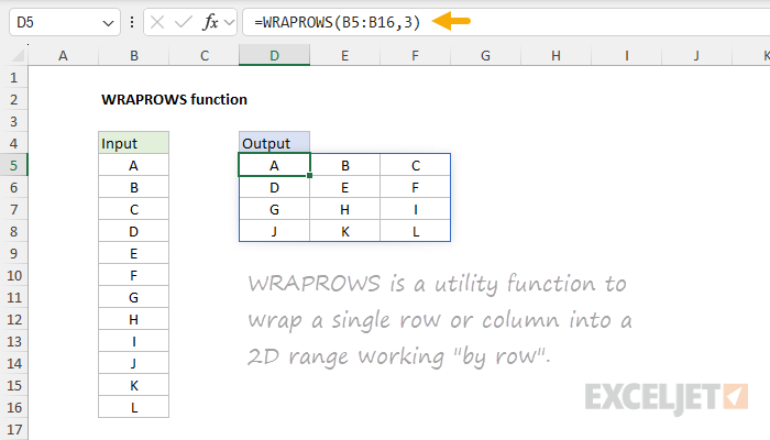 WRAPROWS function example WRAPROWS function example