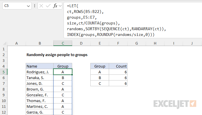 An all-in-one dynamic array formula to assign people to equal-sized groups An all-in-one dynamic array formula to assign people to equal-sized groups
