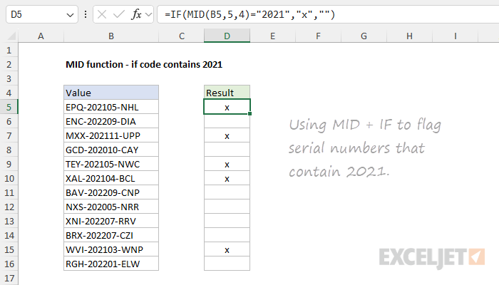 MID function example - flag data that contains specific info MID function example - flag data that contains specific info